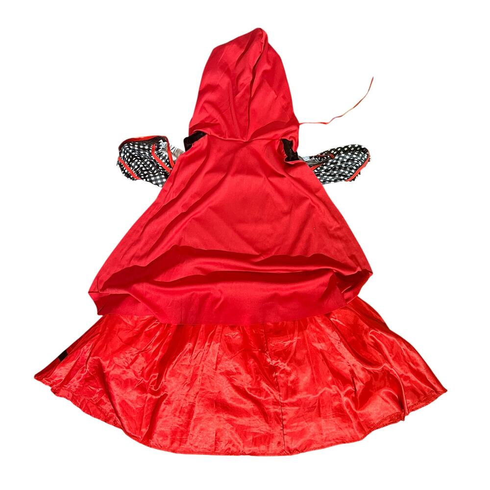 Red Riding Hood Costume Womens M 8-10 Red Black Gingham Hooded Dress Adult - Picture 4 of 12